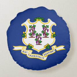 Cojín Redondo Bandera estatal de Connecticut