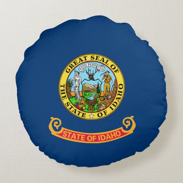Cojín Redondo Bandera estatal de Idaho (Reverso)