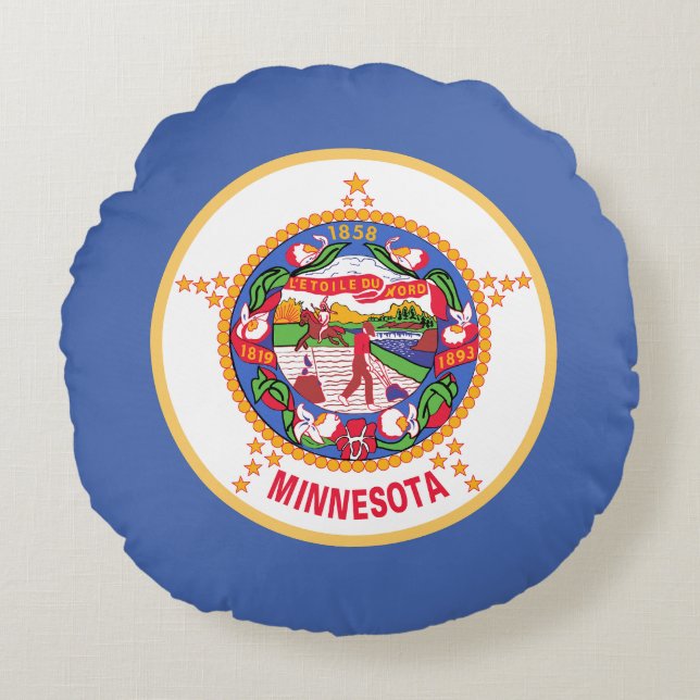 Cojín Redondo Bandera estatal de Minnesota (Anverso)