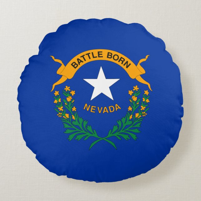 Cojín Redondo Bandera Estatal de Nevada (Anverso)