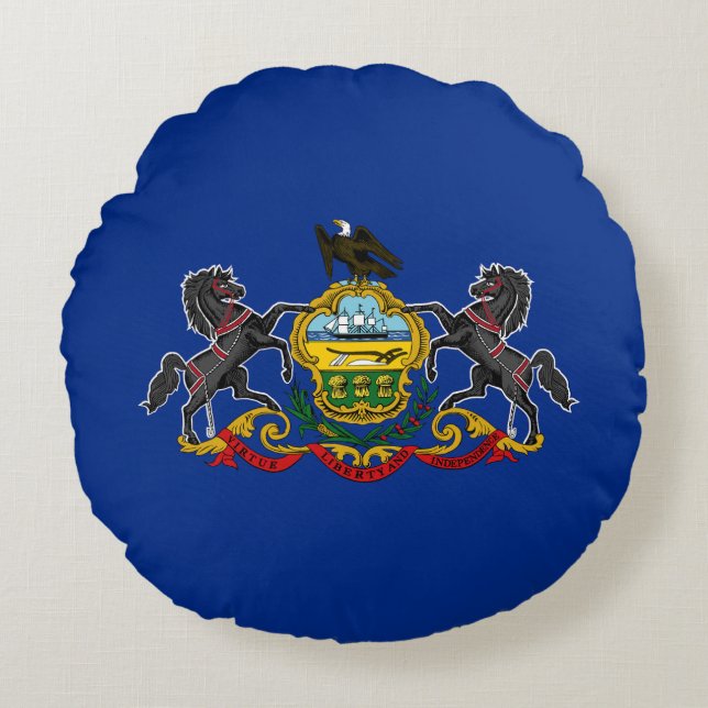 Cojín Redondo Bandera Estatal de Pennsylvania (Anverso)