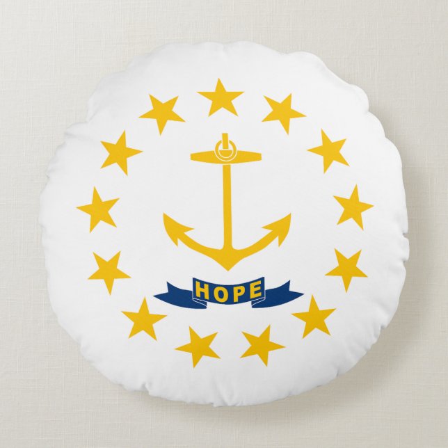 Cojín Redondo Bandera estatal de Rhode Island (Anverso)