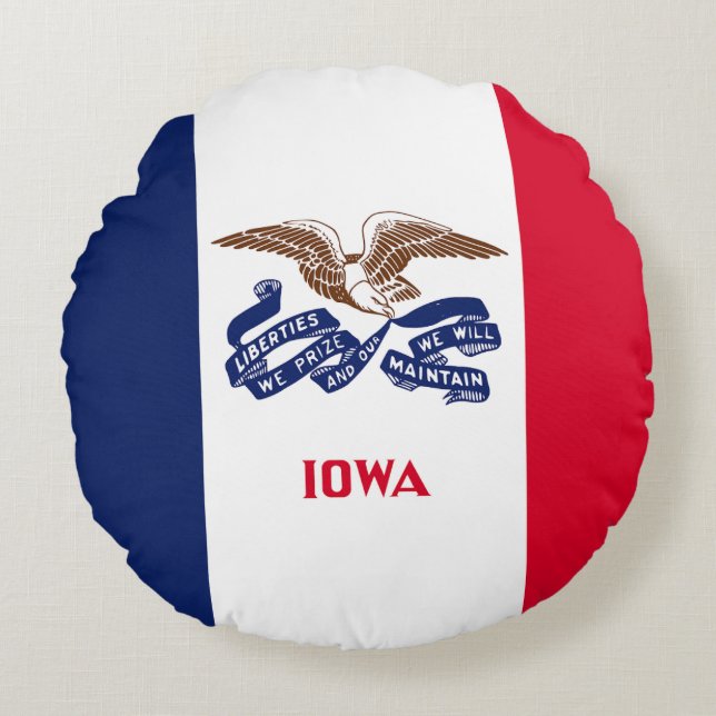 Cojín Redondo Bandera Estatal Iowa (Anverso)