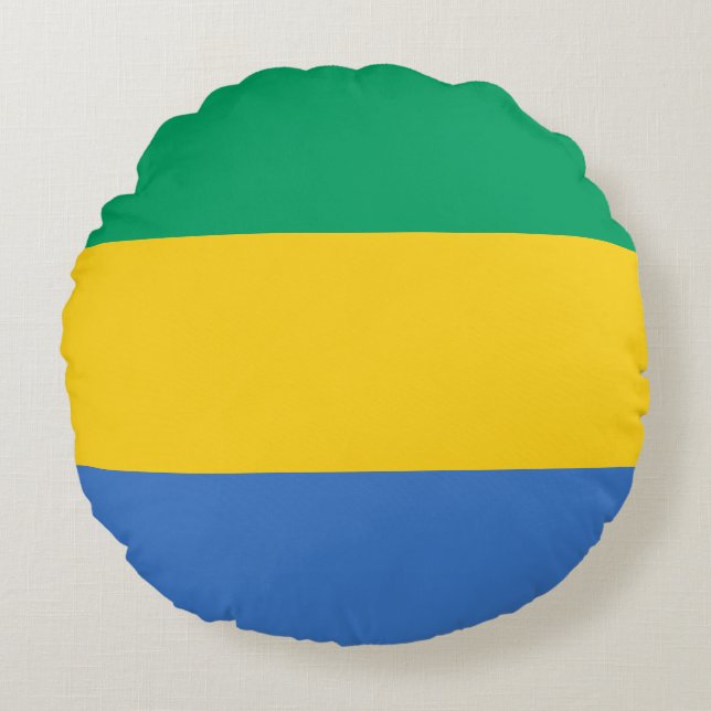 Cojín Redondo Bandera gabonesa (Gabón) (Anverso)
