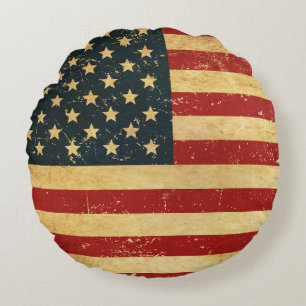 Cojín Redondo Bandera Grunge Vintage de EE. UU.