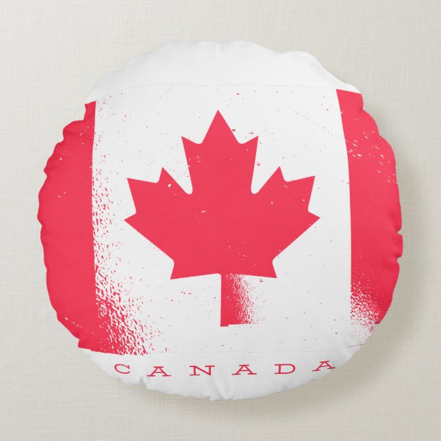 Cojín Redondo Bandera Nacional de CANADÁ (Anverso)
