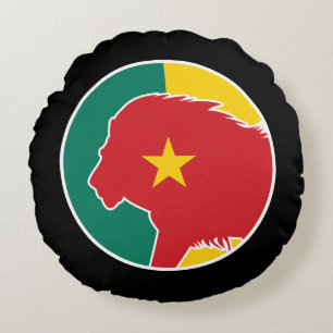 Cojín Redondo Bandera nacional de los animales cameruneses
