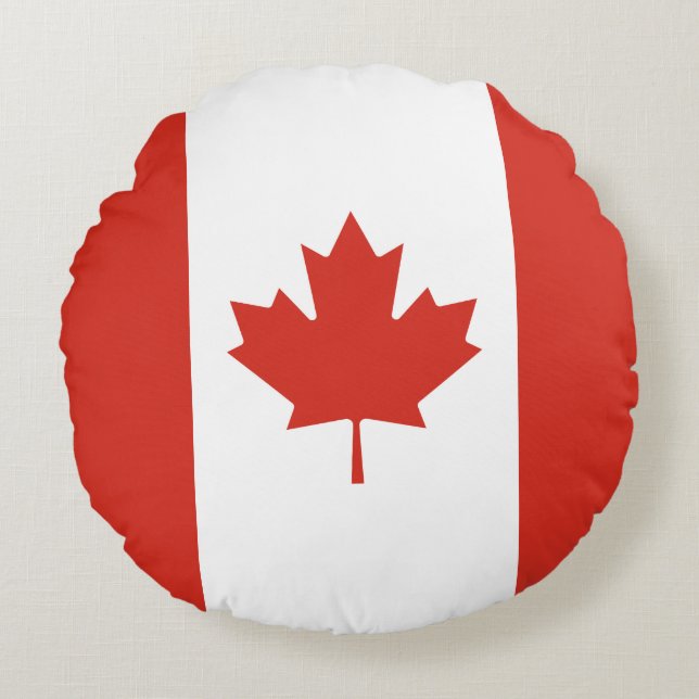 Cojín Redondo Bandera Patriótica Canadiense (Anverso)
