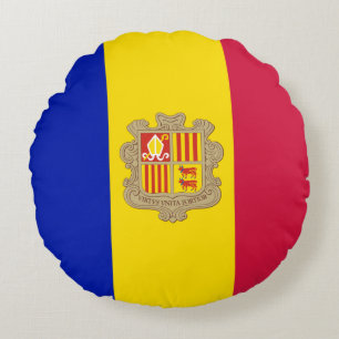 Cojín Redondo Bandera Patriótica de Andorra