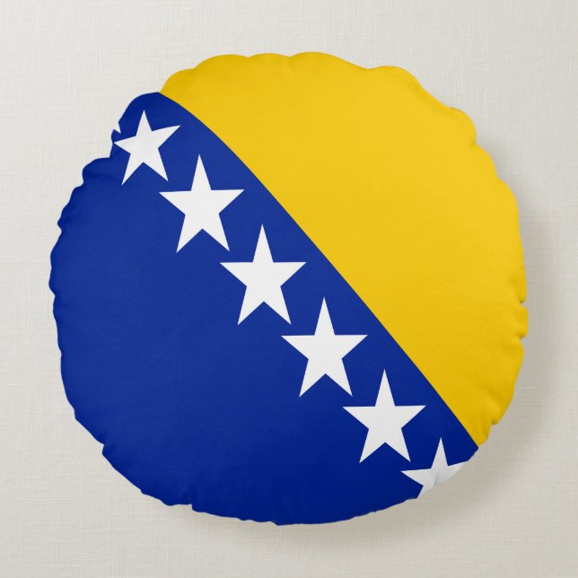 Cojín Redondo Bandera Patriótica de Bosnia Herzegovina (Anverso)