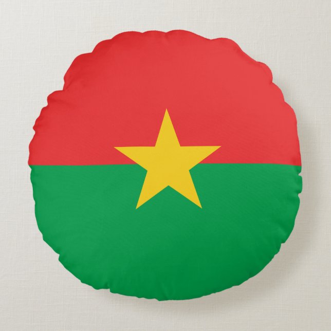 Cojín Redondo Bandera patriótica de Burkina Faso (Anverso)