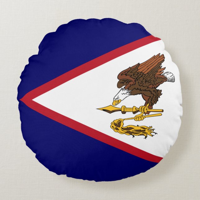 Cojín Redondo Bandera Patriótica de Samoa Americana (Anverso)