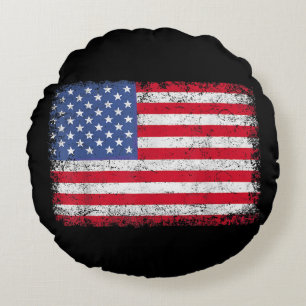 Cojín Redondo Bandera Patriótica Estadounidense Para Hombres Niñ
