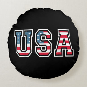 Cojín Redondo Bandera Patriótica Estadounidense Para Hombres Niñ
