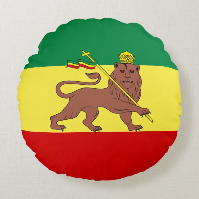 Cojín Redondo Bandera rastafari (Rastafarianismo) (Rasta) (Anverso)