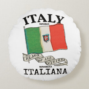 Cojín Redondo Bandera vintage del país Italia