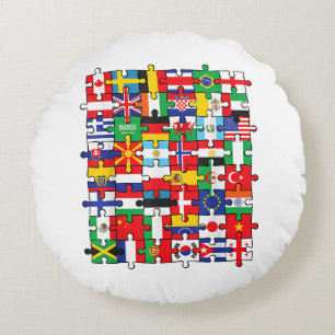 Cojín Redondo Banderas de los países de la bandera internacional