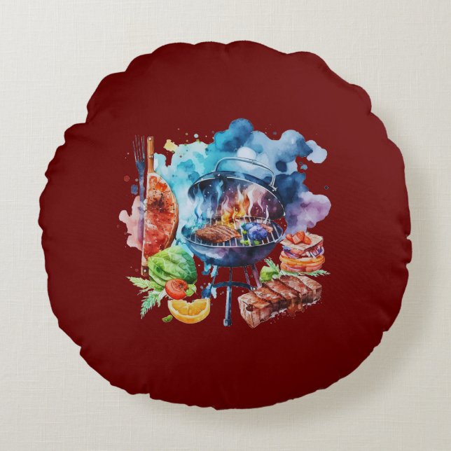 Cojín Redondo barbacoa y parrilla (Anverso)