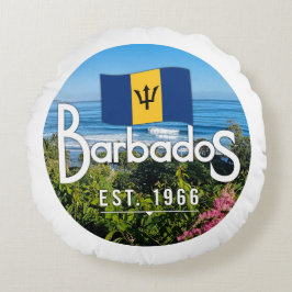 Cojín Redondo "Barbados Este. Vista de la costa este de 1966" co