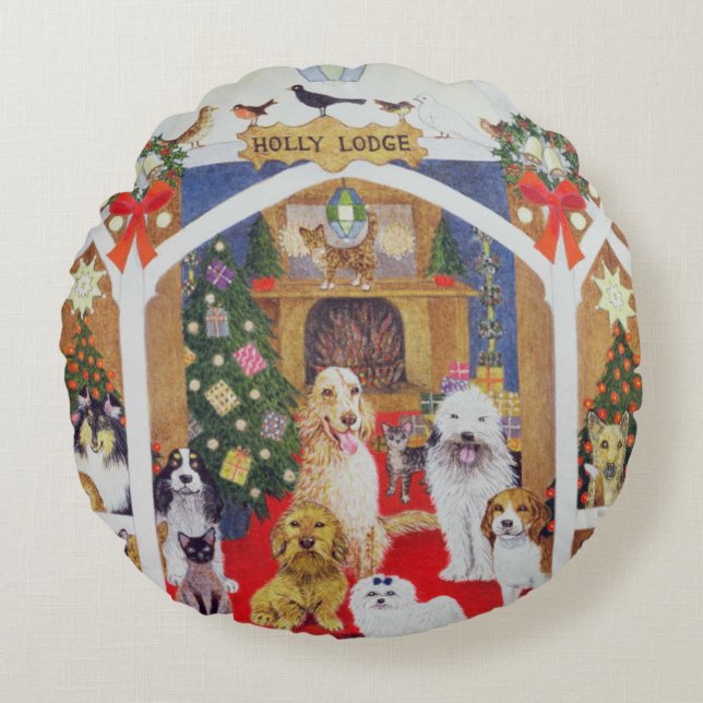 Cojín Redondo Barbas blancos y negros (Anverso)