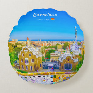 Cojín Redondo Barcelona, España - Parque Güell Mosaico Gaudí