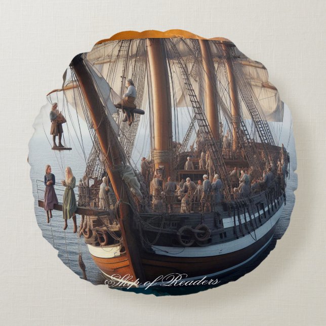 Cojín Redondo Barco de lectores 06 (Anverso)