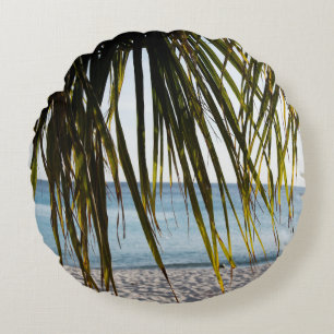 Cojín Redondo Barras de playa caribeñas #6 #tropical #wall #art