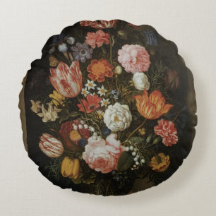 Cojín Redondo Barroco Antiguo, Florero de Bosschaert, el Viejo