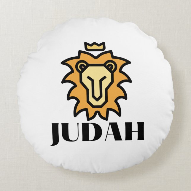 Cojín Redondo Basado En León De La Fe De Judá (Anverso)