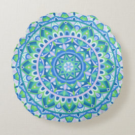 Cojín Redondo Base azul Mandala Round Pillow