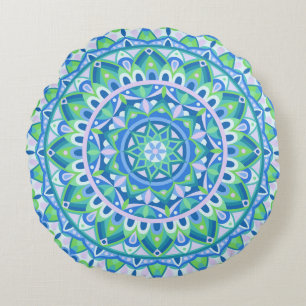 Cojín Redondo Base azul Mandala Round Pillow