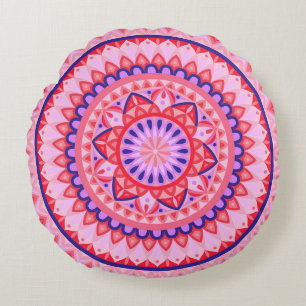 Cojín Redondo Base rosa Mandala redonda Pillow