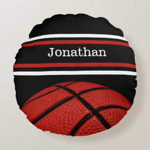 Cojín Redondo Basketball Sports Name, jugador entrenador de equi