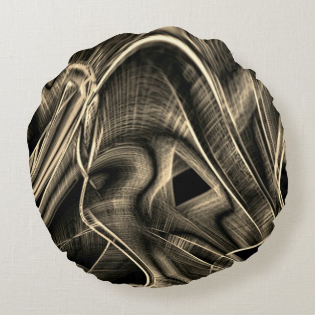 Cojín Redondo Bastante torcido que parece pino quemado con ranur (Reverso)