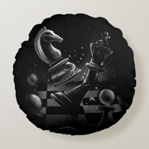 Cojín Redondo Batalla dramática de ajedrez - Caballero vs. cabal