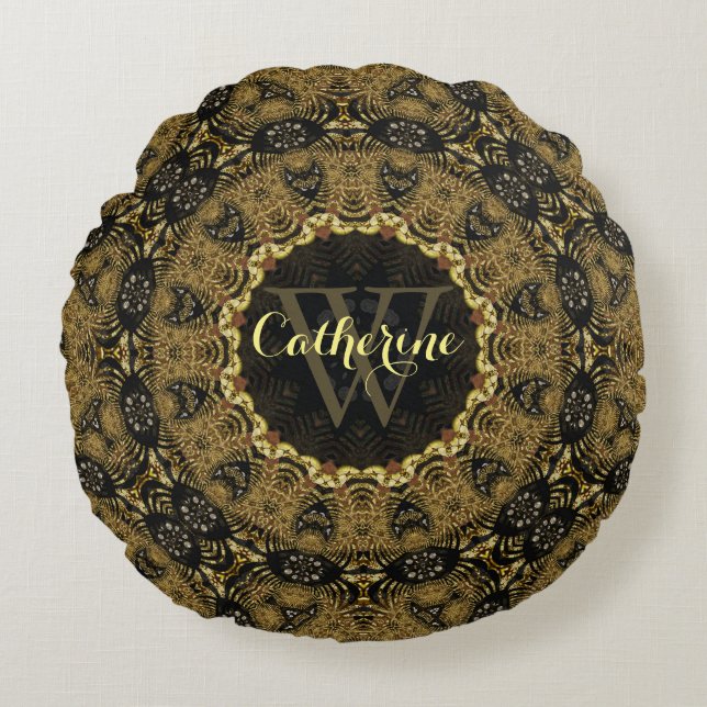 Cojín Redondo Batik Bohasia Earthy Arts Round Cushion Pillow (Anverso)