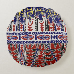 Cojín Redondo Batik de Samoa de los Mares del Sur