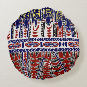 Cojín Redondo Batik de Samoa de los Mares del Sur