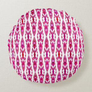Cojín Redondo Batik tribal - Borquín y rosa fucsia