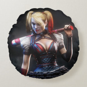 Cojín Redondo Batman Arkham Knight   Harley Quinn con murciélago