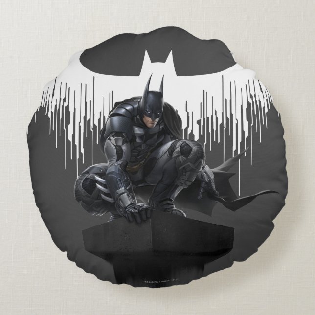 Cojín Redondo Batman encaramado en un pilar (Reverso)
