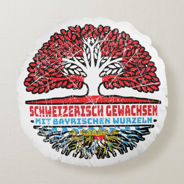Cojín Redondo Bayern Bayrisch Schweizer Schweiz Baum Wurzel (Anverso)