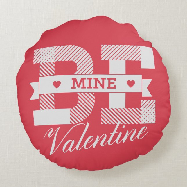 Cojín Redondo Be Mine Valentine Día de San Valentín retro (Reverso)