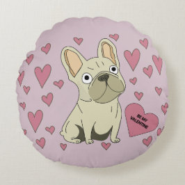 Cojín Redondo Be my Valentine, French Bulldog