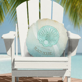 Cojín Redondo Beach House Clam Shell Aqua Blue ID623