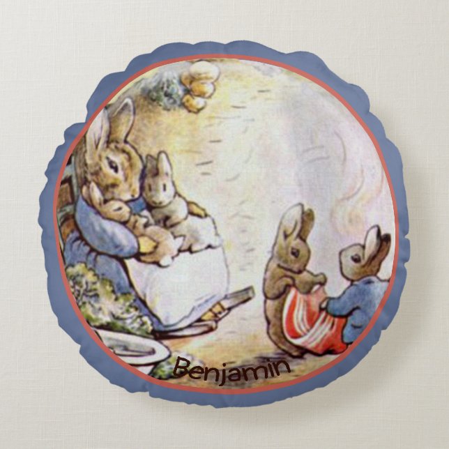 Cojín Redondo Beatrix Potter Bunny Family Round Pillow (Anverso)