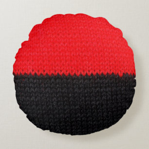Cojín Redondo beautiful black and red knitted fabric with drawin