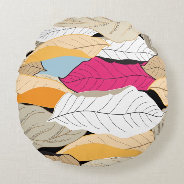 Cojín Redondo beautiful seamless autumn pattern of colored leave (Anverso)