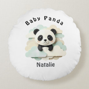 Cojín Redondo Bebé Panda Dobado Origami Adorable