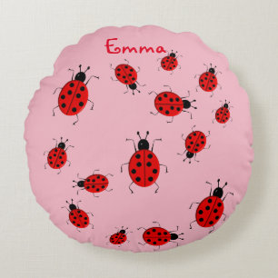 Cojín Redondo Bebé y niños, lindos ladybugs, personalizados
